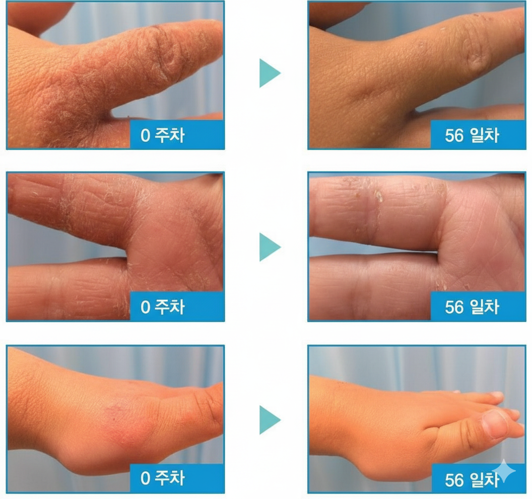 피부 치료 BEFORE/AFTER - 0주차에서 56일차까지의 변화