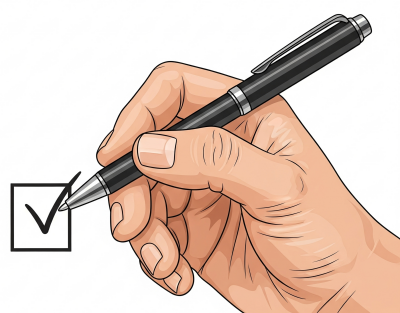 펜으로 체크리스트를 작성하는 손